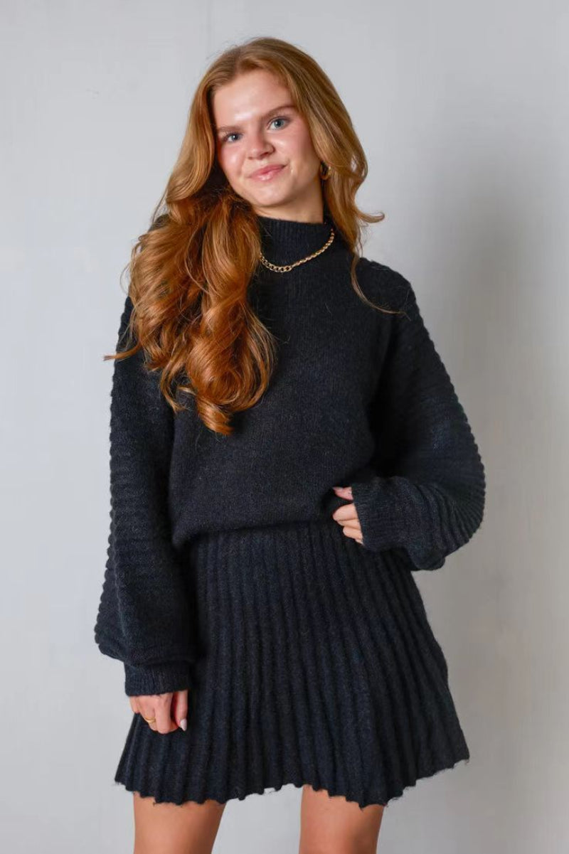 PEBBLES™ - Chic Long-Sleeve Sweater and Mini Skirt Set